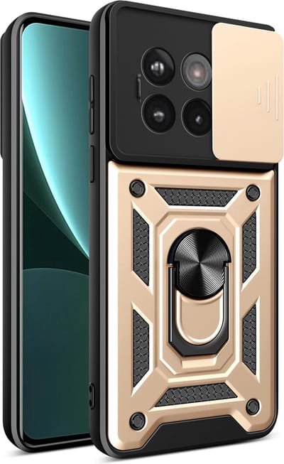 MobyDefend Hoesje - Geschikt voor OnePlus 13R - Pantsercase Met Draaibare Ring - Goud