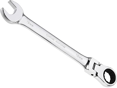 Dailygoods - Flex-Kop ratelsleutel, 15 mm kop, metrisch, 72 tanden, Cr-V combinatiesleutel - (toepassingen: voor reparatiewerkzaamheden thuis)