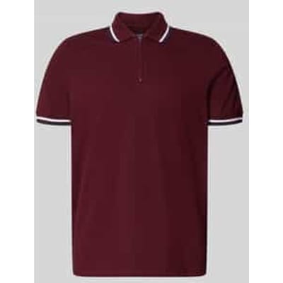 slim fit poloshirt met contraststrepen en ritssluiting