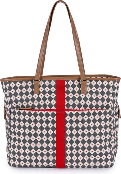 Pink Lining Henrietta Tote - Diamond Heart - Grey & Red