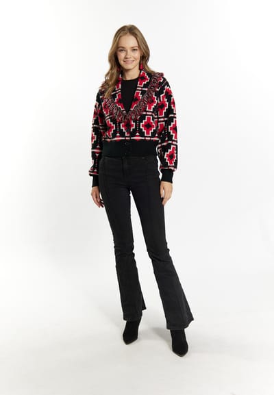IZIA Vest Dames zwart wit rood