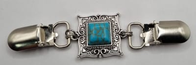Frutsels by Es -Vestclip - turquoise - vierkant- zilverkleurig