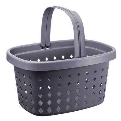 Grijze boodschappenmand 20L - 32x23x42 cm, lichtgewicht organizer