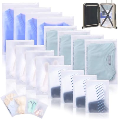 SnelShoppen - 16 Stuks Reisopbergzakken voor Kleding - Ruimtebesparende Pakzakken met Waszak - Compressiezakken Zonder Vacuüm - Ideaal voor Reizen, Ka