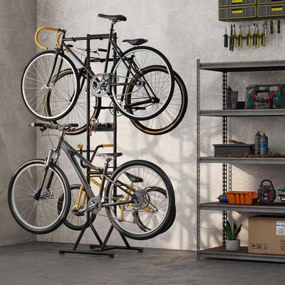 Fietsenrek Vrijstaand - Ruimtebesparend 4 Fietsen - Verstelbare Armen - Zonder Boren - Garage & Woning - Fietsstandaard Fietsendrager Opbergsysteem