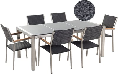 GROSSETO - Tuinset voor 6 - Grafietgrijs - Graniet/Rotan