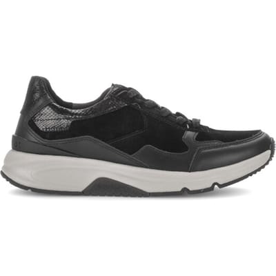 Gabor 0103.02.001 Rolling Soft Sneakers Zwart Leer Combi Dames - Zwart - 38