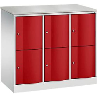 C+P Resisto lockerkast, 3 vakken, 6 vakken, B 1148 x D 540 x H 1077 mm, lichtgrijs/kleedgroen