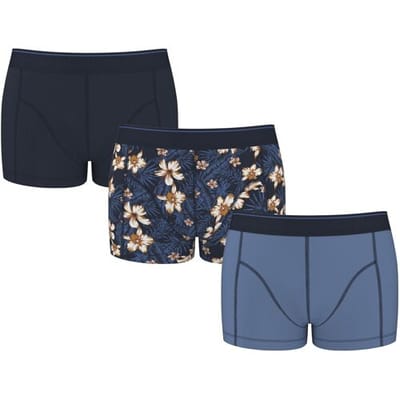 ESMARA MEN Set van 3 heren boxers (Bloemen/marineblauw/blauw, S)