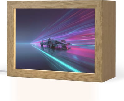 Nachtlampje 20x15 cm - Kinder lampje - Racewagen - Neon - Snelheid - Paars - Tafellamp kinderkamer - Slaapkamer lamp - Bedlamp kinderen - Kinderlampje stopcontact - Wandlamp babykamer - Nachtlampjes