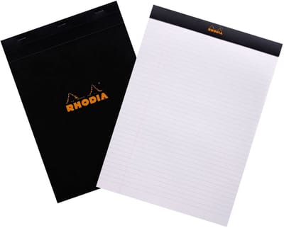Rhodia Notitieblok - Schrijfblok - N18 - Gelijnd - A4 - 80g - zwart - 80 vel
