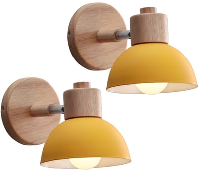 2 Stuks Wandlamp Moderne Slaapkamer E27 Verstelbare Wandverlichting voor Woonkamer Gang Trap Geel