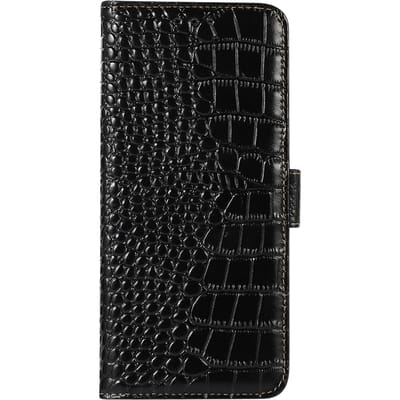 Mocaa Samsung Galaxy A55 Croco Book Case Leer Zwart