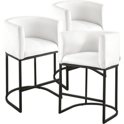 VEVOR barkrukken, barkrukken, 3-pack (87 cm hoog), keukenstoel met rugleuning, armleuningen, metalen frame en voetenbank, bistrostoel (draagvermogen 158,8 kg), keuken-eetkamer, bank-/barmeubel, wit