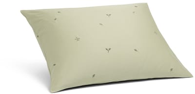 Yumeko kussensloop katoensatijn light olive botanical 50x60 - Bio, eco & fairtrade - 1 stuk