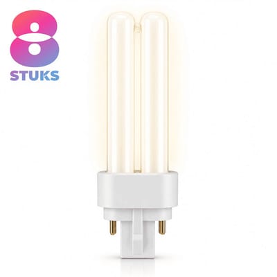 8x Stick Spaarlamp G24q-2 - 18W - Warm Wit Licht (2700K) - 1210 lm - 10 jaar - Niet Dimbaar