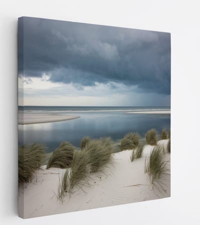 Saammp - Canvas Schilderij - Strand - Zee - duinen - 20x20 - Foto op canvas - Wanddecoratie - muurdecoratie Woonkamer - Slaapkamer decoratie - Canvas Print