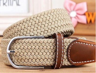 New Age Devi - Stoere Elastische Geweven Riem Gevlochten Riem Rekbaar Camel