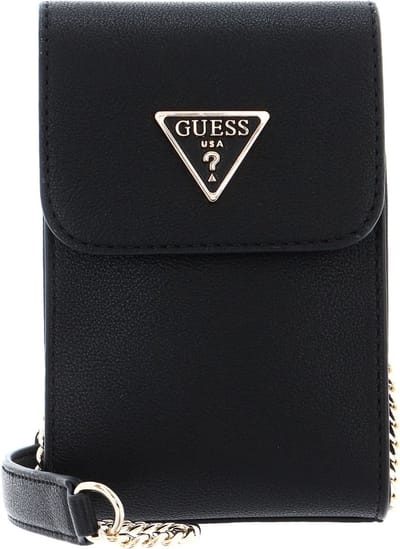 GUESS Schoudertas Telefoontasje Noelle Flap Chit Chat Bag Black Zwart
