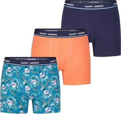 Happy Shorts Heren Boxershorts Trunks 3-Pack Blauw/Groen/Oranje - Maat L