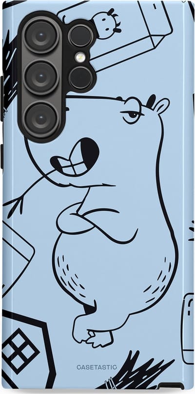 Casetastic Hoesje Geschikt voor Samsung S23 Ultra - Stijlvolle Beschermende Duo-layer Case - Capibara chillen