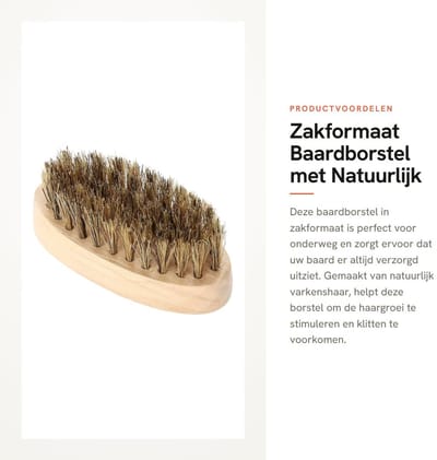 Dailygoods- Baardborstel Medium Stevigheid - Zakformaat - Snorborstel - Reisvriendelijk - Natuurlijk Varkenshaar - Baardvormer met Handvat