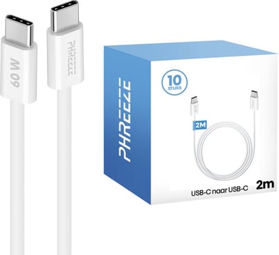 Voordeelpak usb C oplader kabels met super fast charging - 2 meter - 10 pack