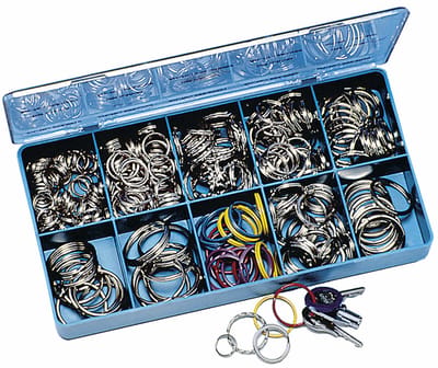 WEDO Metalen sleutelringen, assortimentsbox 300 stuks