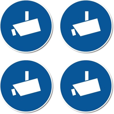 4x Camerabewaking Sticker Rond - 10cm - ISO 7010 Veiligheidsbord