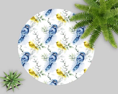 Coloray Vloerbeschermer - Kleurrijke vogels Stoel Mat - 100x100 cm - Veelkleurig Vloerbeschermer Groot - Vloerbeschermer Bureaustoel Tapijt - Mótif Vloerbeschermer - Ronde Mat - Dieren Thema
