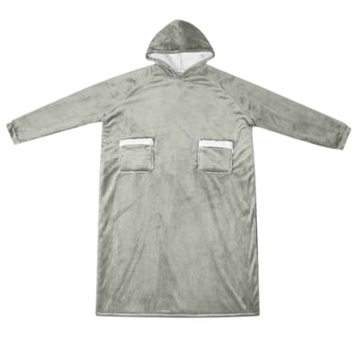 vidaXL Deken hoodie Grijs M Fleece en Flanel