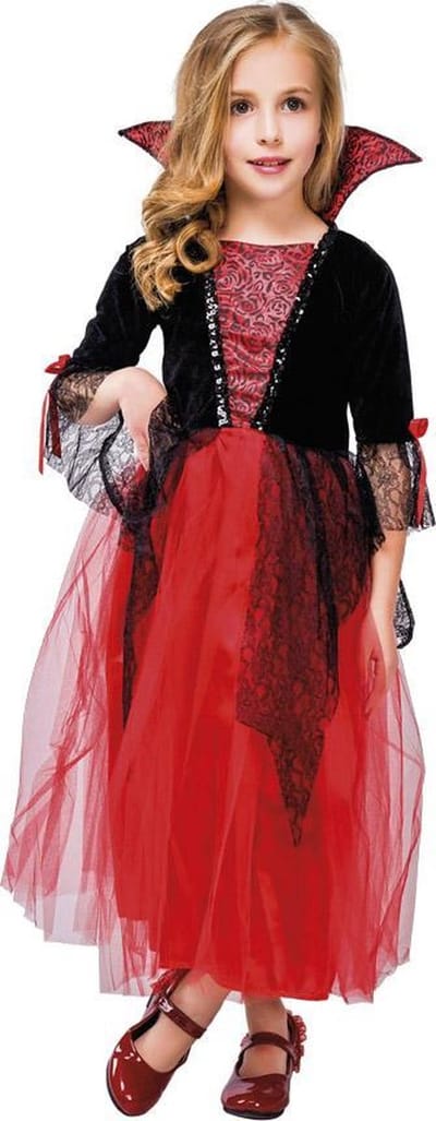 Halloween Meisjes Verkleedjurkje Vampier Gravin Maat 104-116