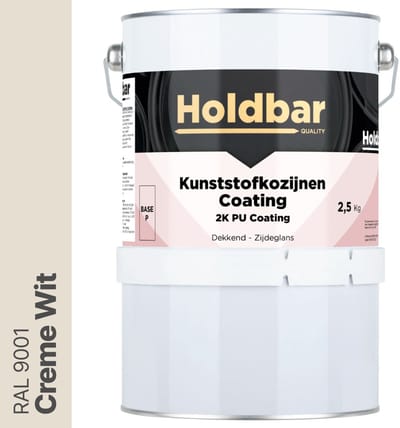 Holdbar Kunststofkozijnen Coating Creme Wit (RAL 9001) 2,5 Kg - Kunststof Kozijnen Schilderen - Hecht direct op kunststof - 100% UV-bestendig - kunststof kozijnen verven