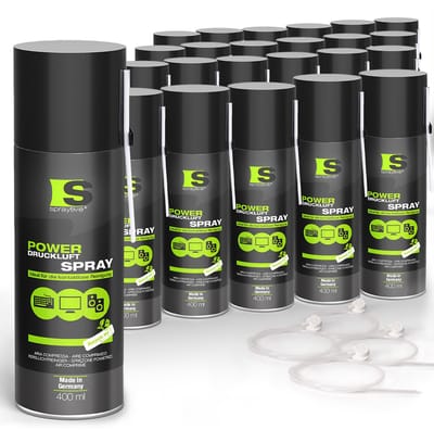 Spraytive 24x 400ml perslucht spray reiniger voor pc toetsenbord en elektronica verwijdert stof met precisie spuitrietje