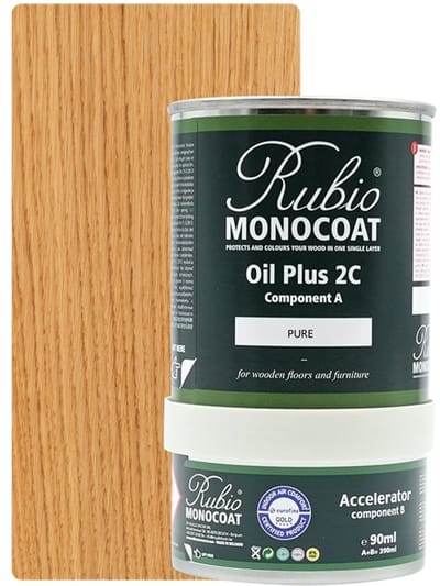 Rubio Monocoat Oil Plus 2C - Ecologische Houtolie in 1 Laag voor Binnenshuis - Pure, 390 ml (15 m²)