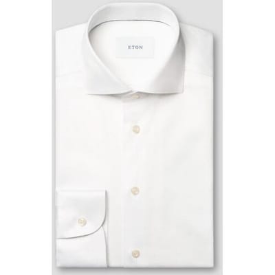 Eton Overhemd Solid Color Filo di Scozia Cotton Jersey Jacquard Knit Wit / male