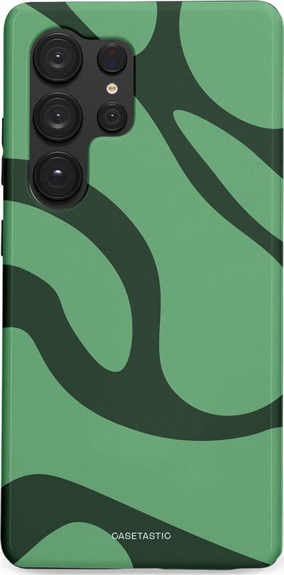 Casetastic hoesje geschikt voor Samsung Galaxy S25 Ultra - Dubbellaagse bescherming - Khakigroene Bos Blobs - Fashion Case - Saliegroen Donkergrijs