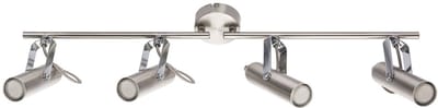 LED spot strip 4 vlammen plafondlamp zwenkbare spot met beweegbare spots, chroom, 4x 4W 256Lm warm wit, LxBxH 68 x 8 x 16 cm