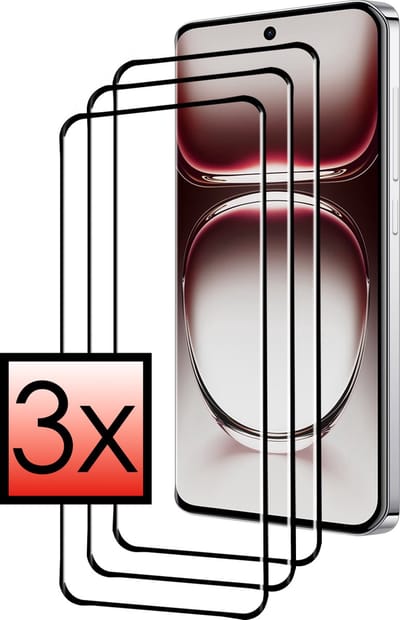Screenprotector - 3 Stuks - Geschikt voor OPPO Reno 12 - Full Cover - Beschermglas - Gehard Glas - Tempered Glass - Screen Protector