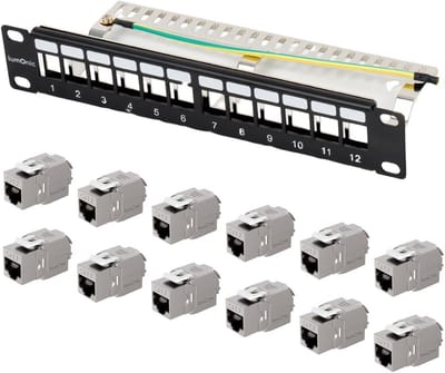 10 Inch Patchpaneel CAT7 - 12 Poorten - 1U Netwerk Rackmontage - Toolless Keystone Modules