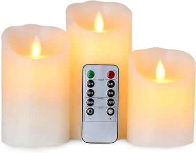 Set van 3 flikkerende LED-kaarsen met afstandsbediening - Vlamloos en veilig