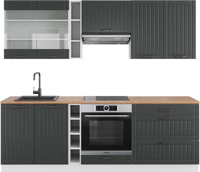 Vicco Fame-Line Complete keukeneenheid – 235 cm, WB Eik Antraciet landhuis/wit