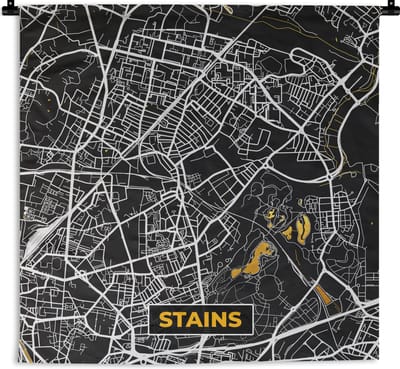 Wandkleed - Wanddoek - Kaart - Frankrijk - Stadskaart - Plattegrond - Stains - 180x180 cm - Wandtapijt