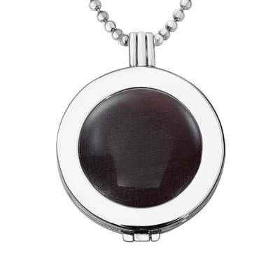 Quiges - Munthouder met Ketting en Munt 33mm Cat's Eye Donkerpaars - Zilverkleurig - ERHS804