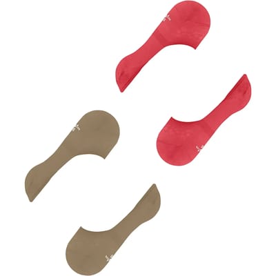 Burlington Everyday 2-Pack onzichtbar eenkleurig katoen multipack footies dames rood - maat 35-36
