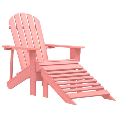 vidaXL - Tuinstoel - Adirondack - met - voetenbank - massief - vurenhout - roze