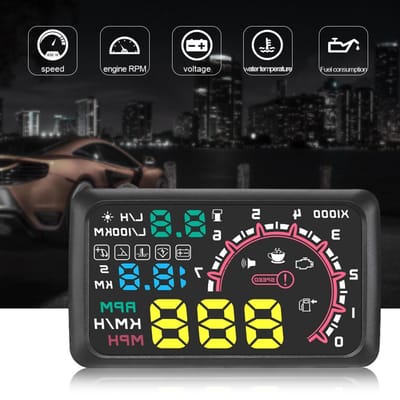 Affichage tête haute HUD pour voiture, 5.5 pouces, KM/h et MPH, avertissement de vitesse, Interface OBD2, projecteur de pare-brise black