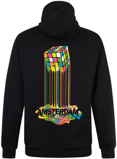 Zwarte Neon Sweater Trui Rubik's Cube Amsterdam M