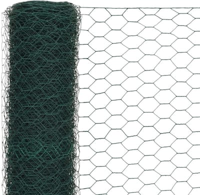 Kippengaas op Rol - 25 x 1,2 Meter - Groen - Fijnmazig Zeskantgaas - Maaswijdte 13 mm - PVC-Gecoat Staal - Roestbestendig Volièregaas & Tuinafzetting
