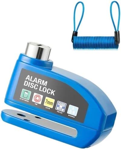 Fietsschijf - Schijfremslot Alarm - Remschijfslot met alarm - met Reminderkabel - 7 mm - Motorslot - Scooterslot -Remslot - Alarmslot Rem - Schijfrem Antidiefstalslot Rijuitrusting Hoge Decibel Schijfrem - blauw